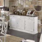 Dřevěný příborník se 3 zásuvkami a 3 dvířky Made in Italy - Uller Viadurini