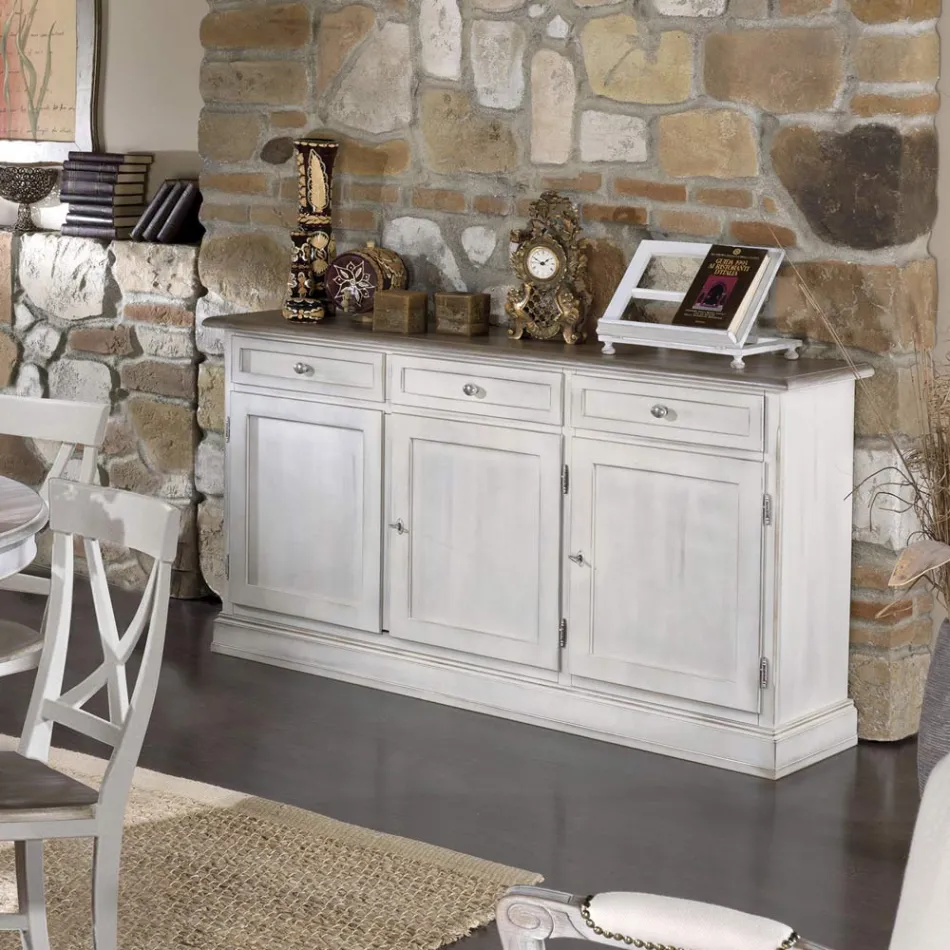 Dřevěný příborník se 3 zásuvkami a 3 dvířky Made in Italy - Uller Viadurini