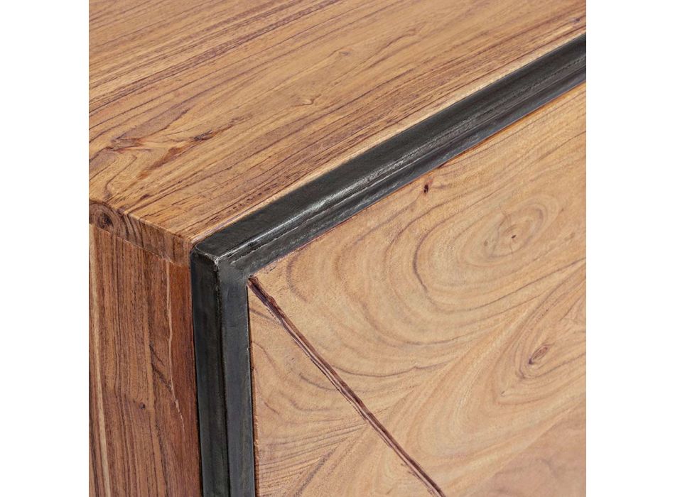 Příborník z akátového dřeva a oceli 3 nebo 4 dveře Homemotion - Cristoforo Viadurini