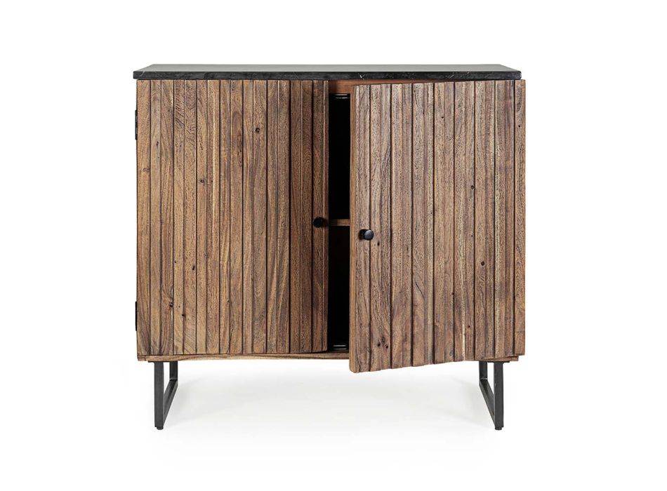Příborník z akáciového dřeva a mramorová deska vintage designu - Syrio Viadurini
