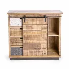 Příborník ze dřeva a oceli s dveřmi a 4 zásuvkami v průmyslovém stylu - Renza Viadurini