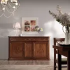 Příborník z patinovaného dřeva s povrchovou úpravou ořech s dekorem lilie Made in Italy - Cherry Viadurini