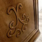 Příborník z patinovaného dřeva s povrchovou úpravou ořech s dekorem lilie Made in Italy - Cherry Viadurini