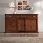 Příborník z patinovaného dřeva s povrchovou úpravou ořech s dekorem lilie Made in Italy - Cherry Viadurini