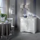 Příborník z bílého lakovaného dřeva se 2 dvířky a 2 zásuvkami Made in Italy - Sogbo Viadurini