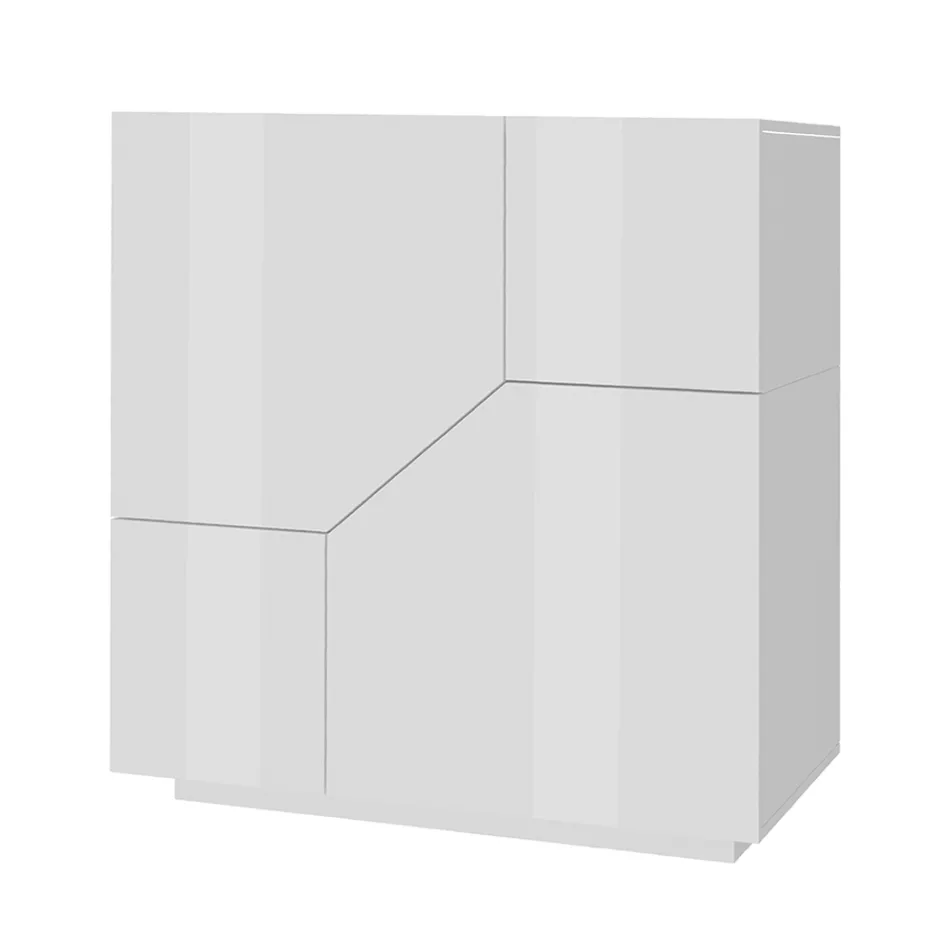 Příborník z melaminového dřeva 3 pokoje a 2 police Made in Italy - Alyssa Viadurini