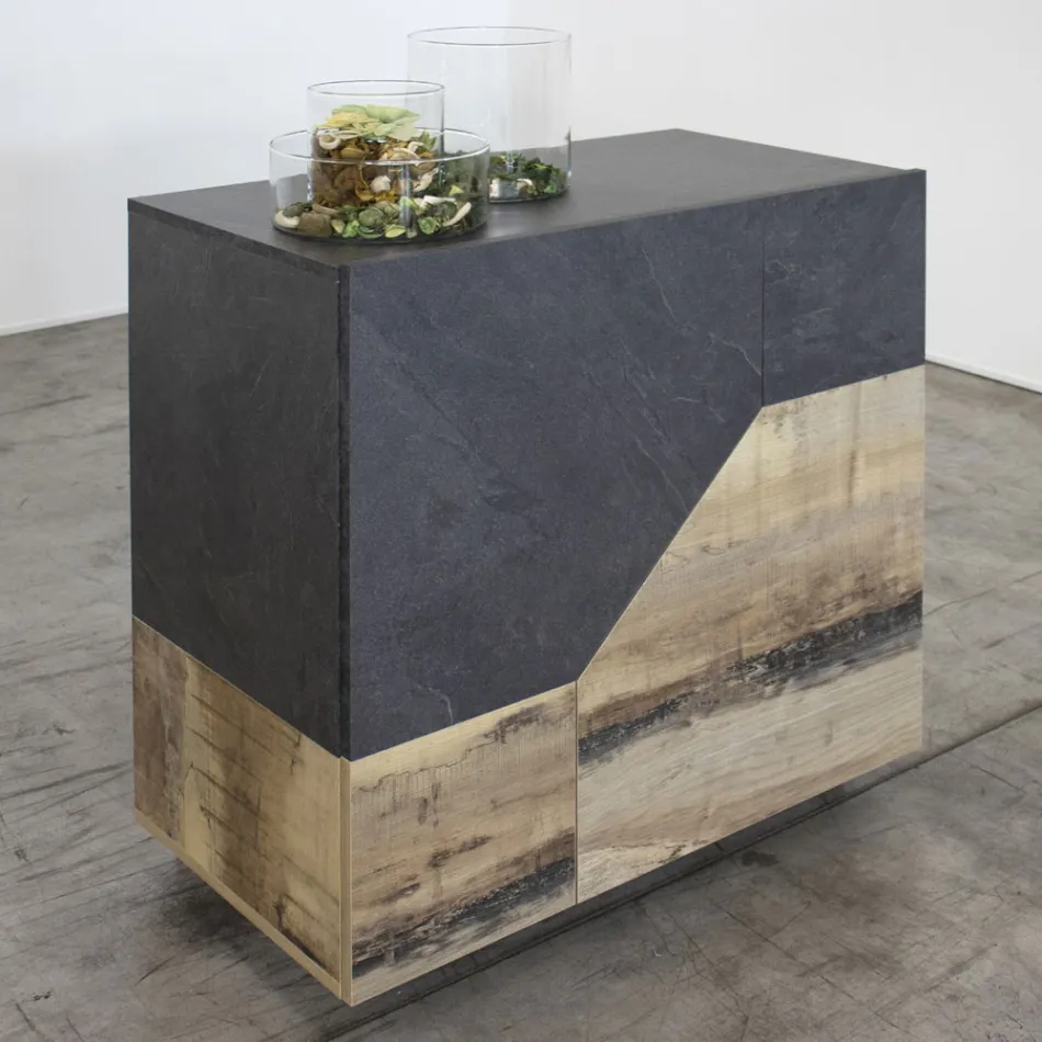 Příborník z melaminového dřeva 3 pokoje a 2 police Made in Italy - Alyssa Viadurini