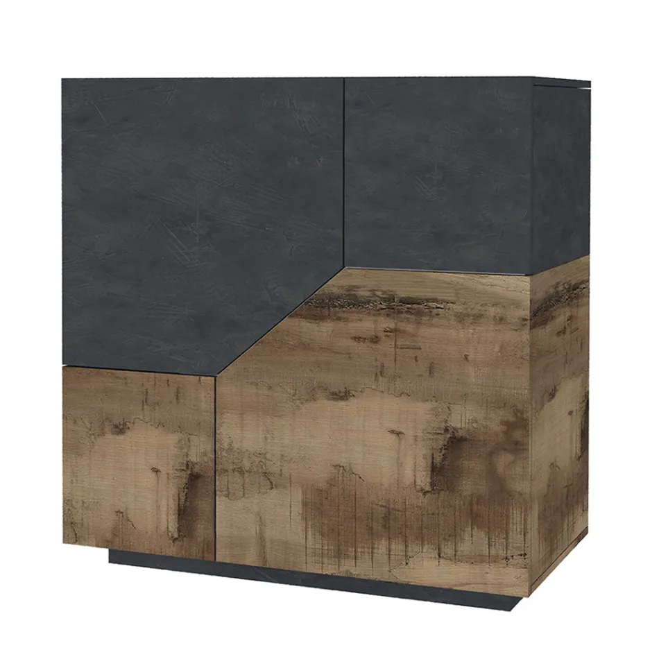 Příborník z melaminového dřeva 3 pokoje a 2 police Made in Italy - Alyssa Viadurini