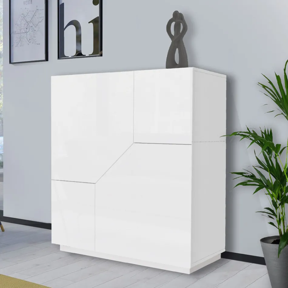 Příborník z melaminového dřeva 3 pokoje a 2 police Made in Italy - Alyssa Viadurini