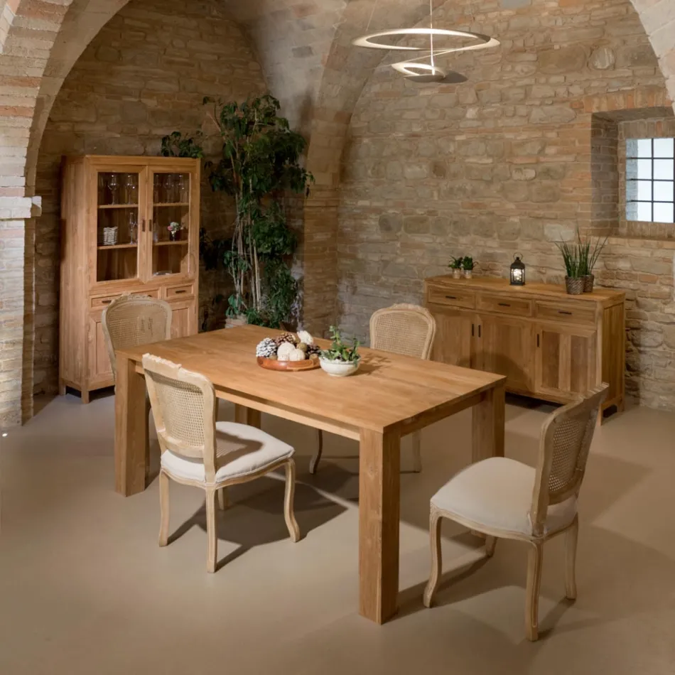 Masivní teaková příborník se 3 dvířky a 3 zásuvkami - Sumo Viadurini