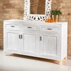 Masivní teaková příborník se 3 dvířky a 3 zásuvkami - Sumo Viadurini