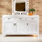 Masivní teaková příborník se 3 dvířky a 3 zásuvkami - Sumo Viadurini