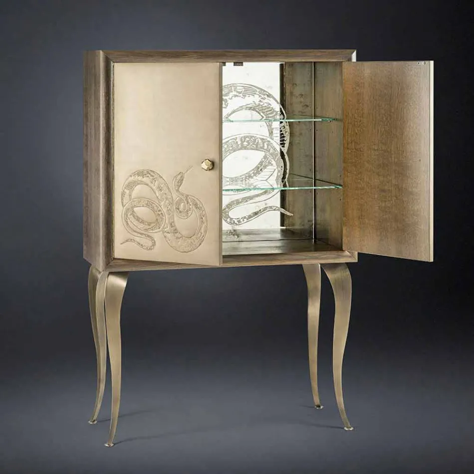 Současná příborník se 2 dveře z masivního dřeva a anilin Joy Viadurini