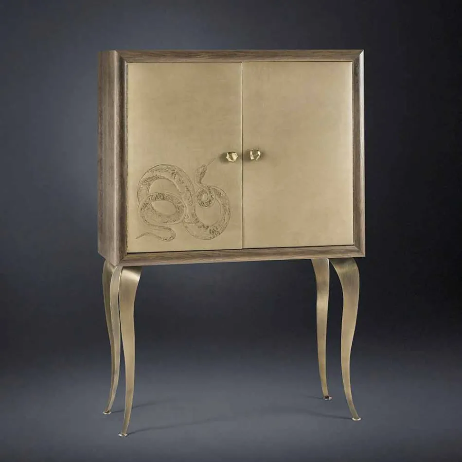 Současná příborník se 2 dveře z masivního dřeva a anilin Joy Viadurini