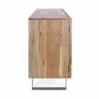 Moderní příborník z akátového dřeva s kovovými vložkami Homemotion - Sonia Viadurini