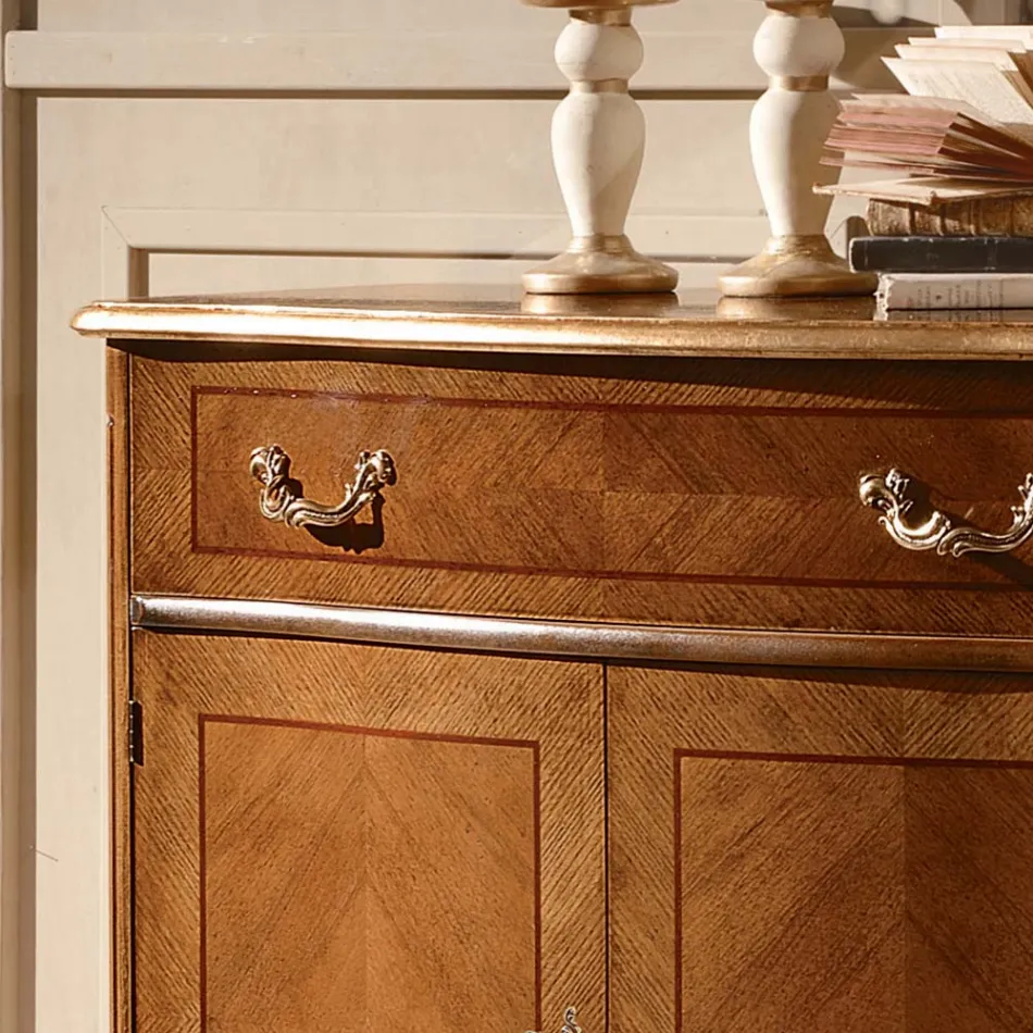 Klasický příborník do obývacího pokoje Avio Blue nebo ořechové dřevo Made in Italy - Chantilly Viadurini