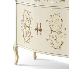 Příborník do obývacího pokoje z ořechového nebo bílého dřeva a intarzie Made in Italy - Katerine Viadurini