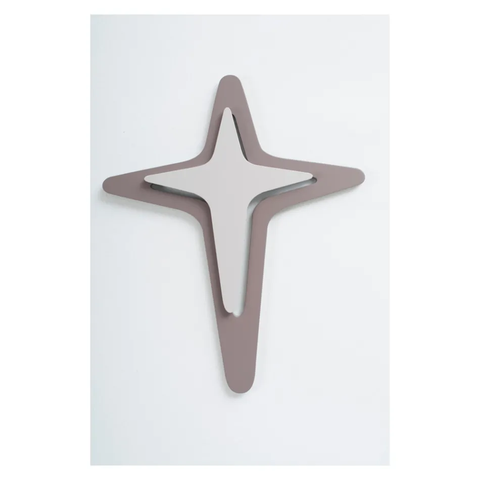 Krucifix v kakaové barvě a štěrku vyrobený laserovým gravírováním Made in Italy - Diana Viadurini