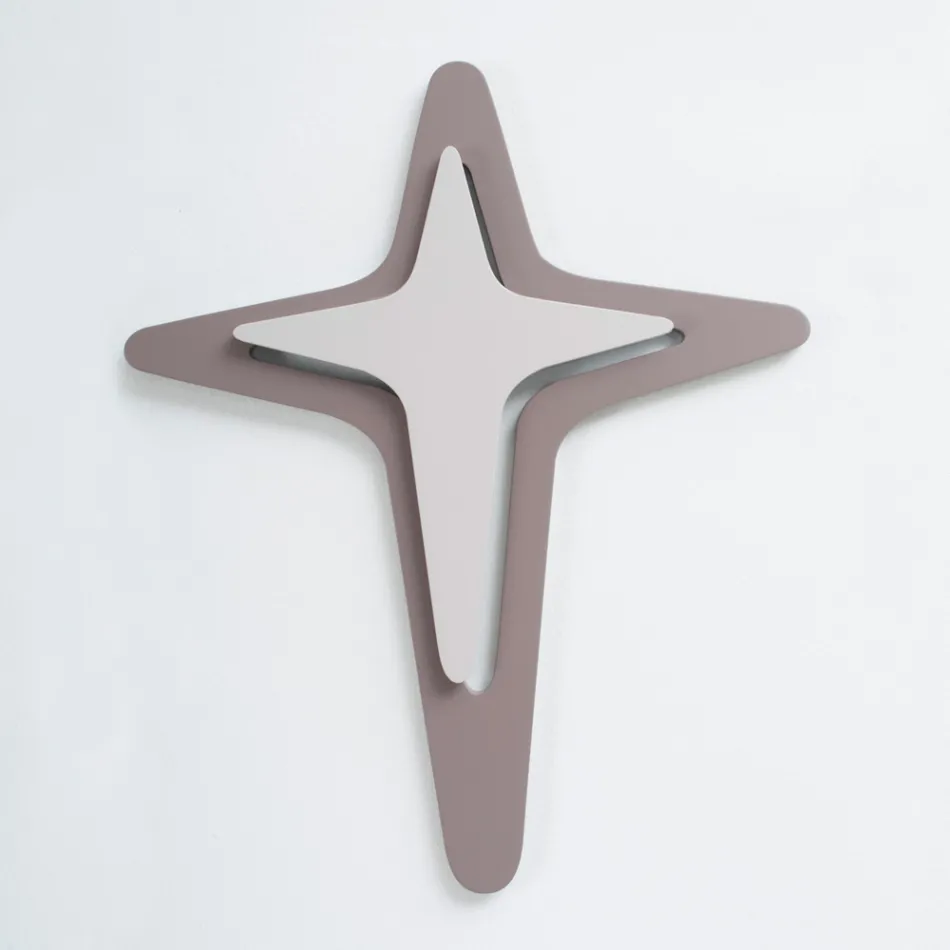 Krucifix v kakaové barvě a štěrku vyrobený laserovým gravírováním Made in Italy - Diana Viadurini