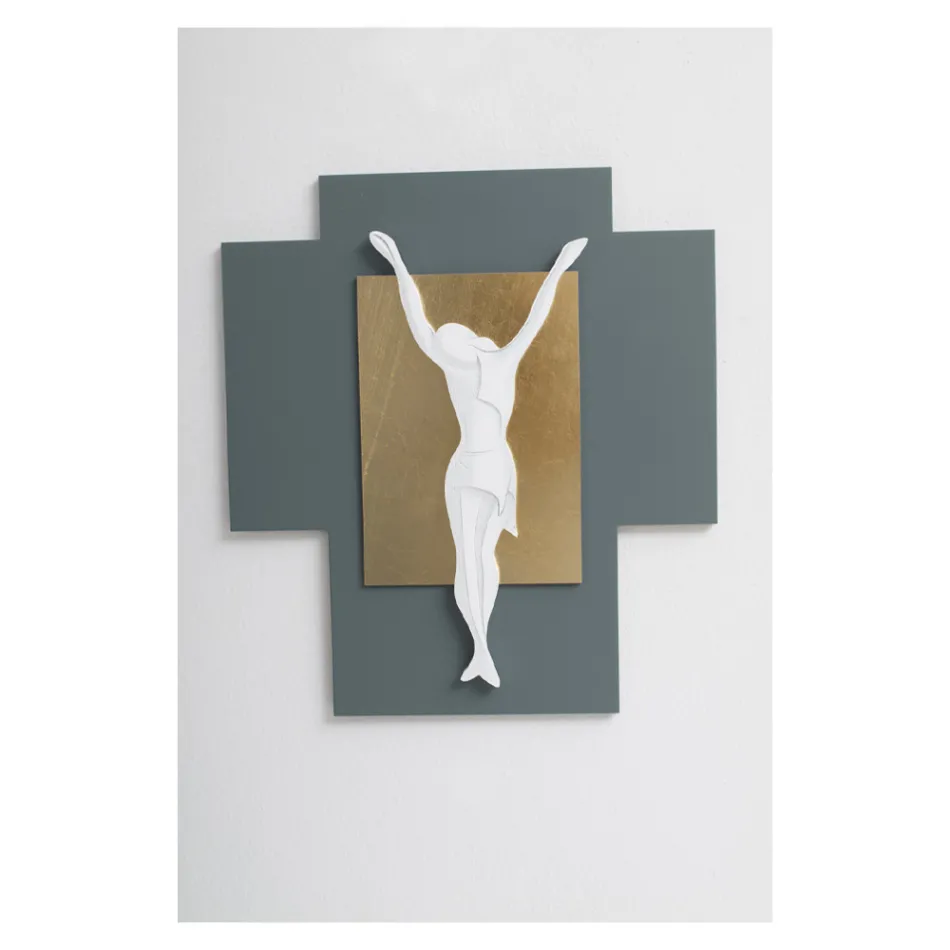 Laserem rytý kříž do štěrku a zlatého listu Made in Italy - Cornelia Viadurini