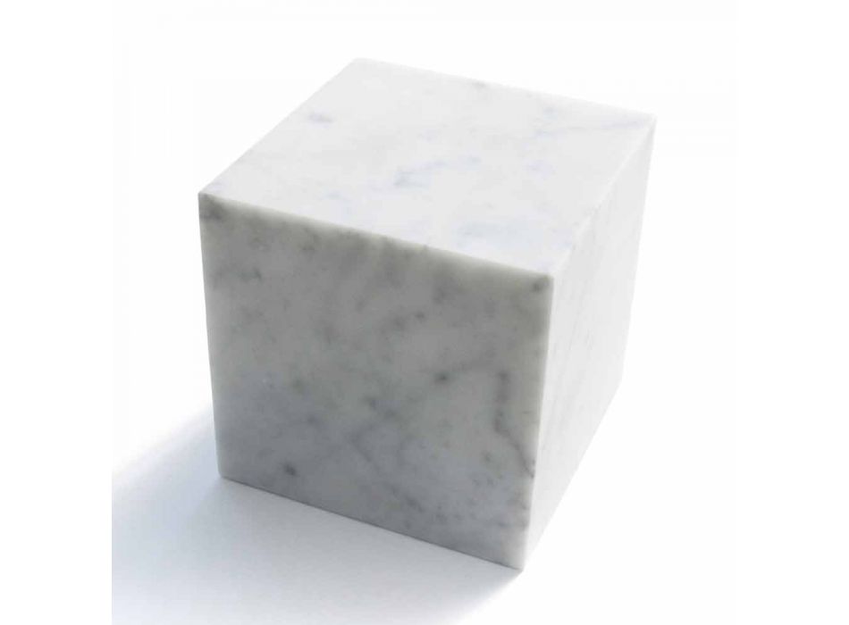Cube Design Paperweight in Satin White Carrara Marble Vyrobeno v Itálii - Qubo Viadurini