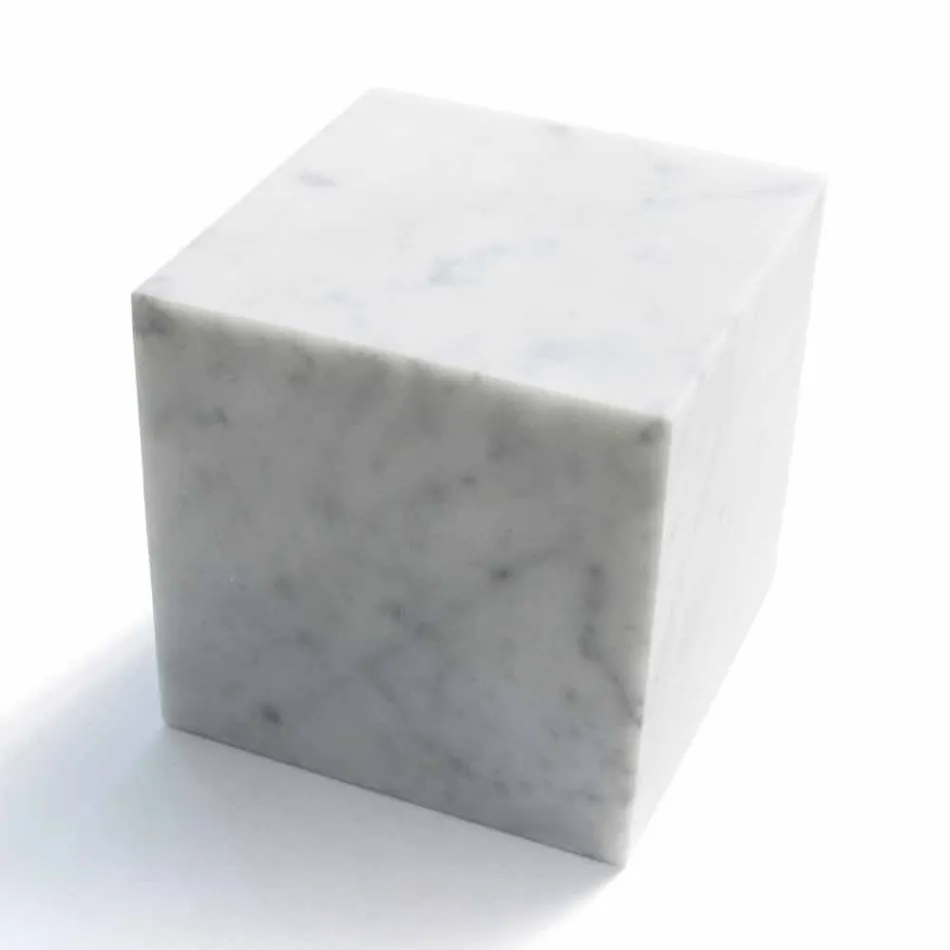 Cube Design Paperweight in Satin White Carrara Marble Vyrobeno v Itálii - Qubo Viadurini