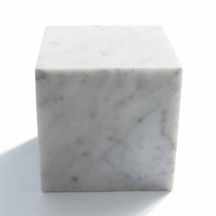 Cube Design Paperweight in Satin White Carrara Marble Vyrobeno v Itálii - Qubo Viadurini