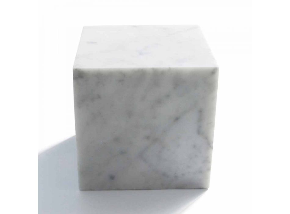 Cube Design Paperweight in Satin White Carrara Marble Vyrobeno v Itálii - Qubo Viadurini