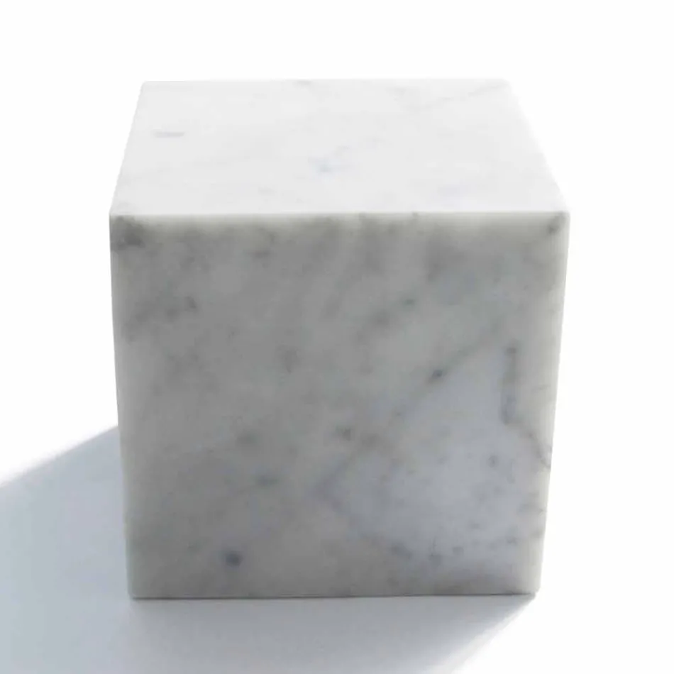 Cube Design Paperweight in Satin White Carrara Marble Vyrobeno v Itálii - Qubo Viadurini
