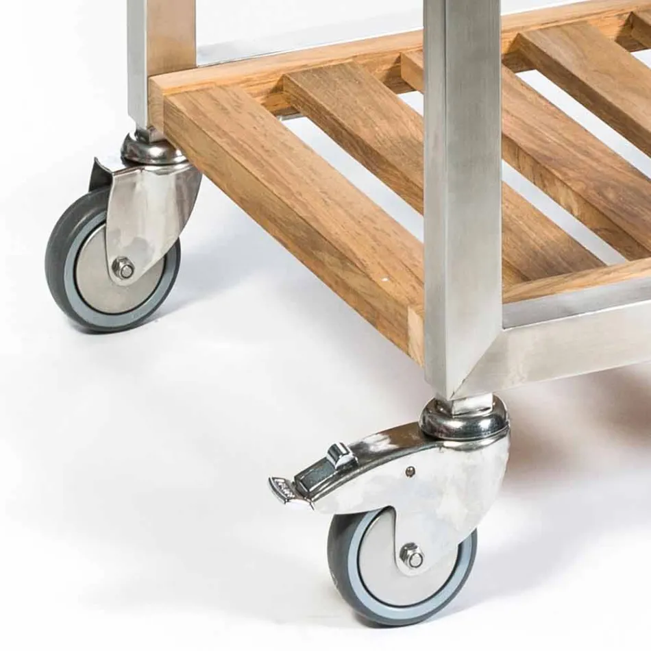 Venkovní kuchyně z oceli a dřeva s Teppanyaki - Buoncalliope Viadurini