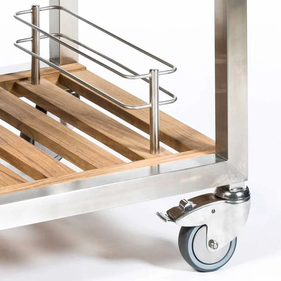 Venkovní kuchyně z oceli a dřeva s Teppanyaki - Buoncalliope Viadurini