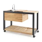 Venkovní kuchyně 140x65x93 cm z masivního teaku a hliníku - Convivial Viadurini