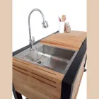 Venkovní kuchyně 140x65x93 cm z masivního teaku a hliníku - Convivial Viadurini