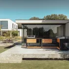 Venkovní kuchyně 140x65x93 cm z masivního teaku a hliníku - Convivial Viadurini