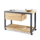 Venkovní kuchyně 140x65x93 cm z masivního teaku a hliníku - Convivial Viadurini