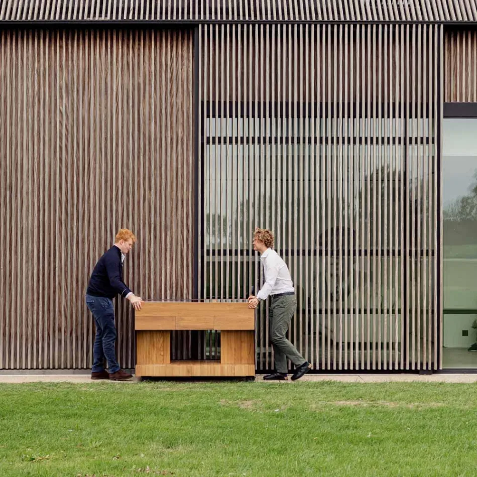 Venkovní kuchyně 141x70x93 cm z masivního teaku a hliníku - Stilosa Viadurini