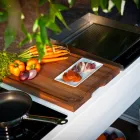 Moderní kuchyně na kolech pro venkovní zahrádku ze dřeva a oceli - Calliope Viadurini