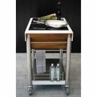 Moderní kuchyně na kolech pro venkovní zahrádku ze dřeva a oceli - Calliope Viadurini