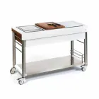 Moderní kuchyně na kolech pro venkovní zahrádku ze dřeva a oceli - Calliope Viadurini