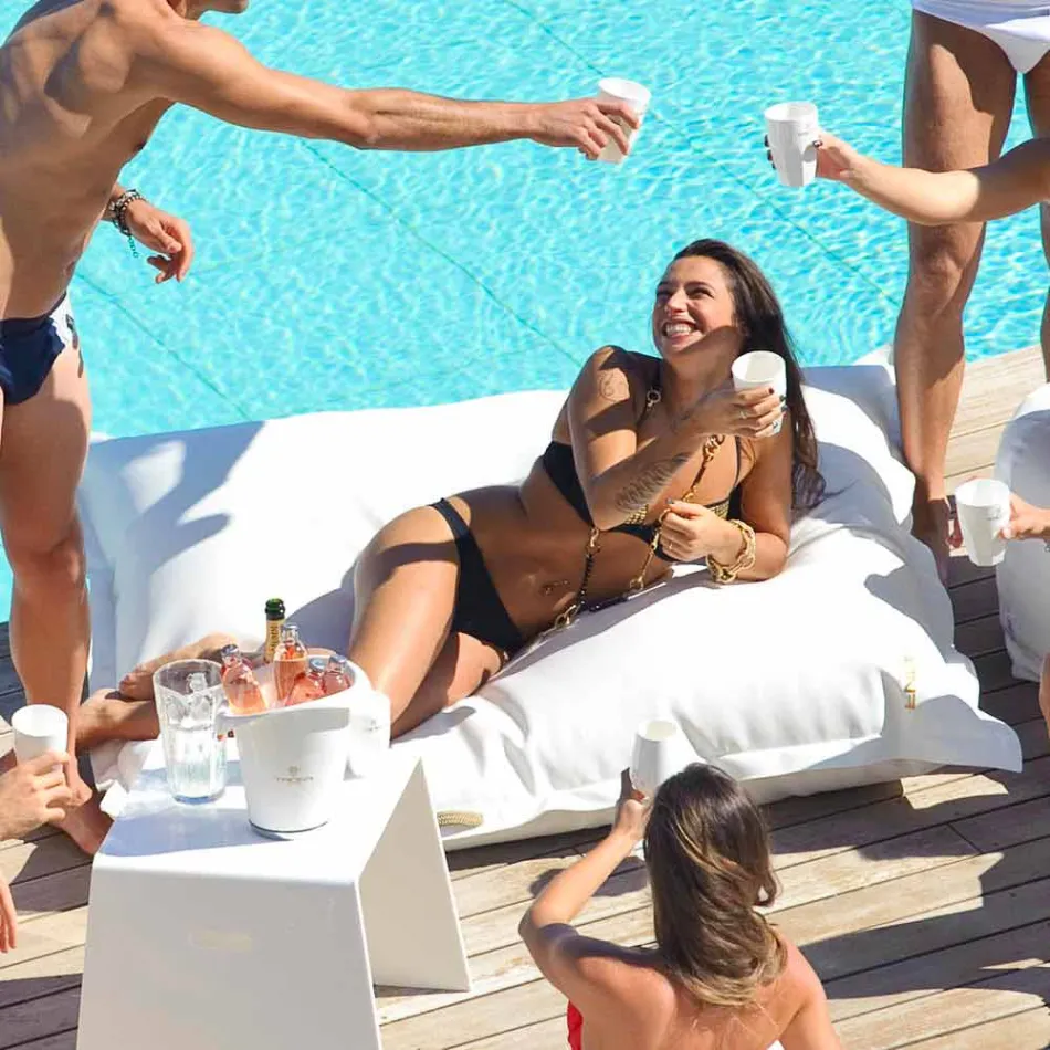 Cloud Polštář relaxační venkovní faux kožený bílý námořních Trona Viadurini