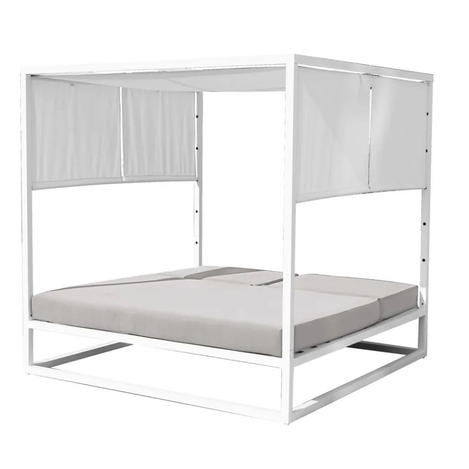 Venkovní válenda s polohovatelnou bílou hliníkovou konstrukcí - Jurica Viadurini