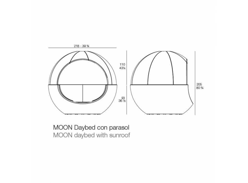 Luxusní kulatý designový zahradní lehátko se slunečníkem - Ulm Moon od Vondom Viadurini