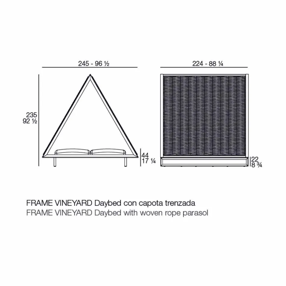 Luxusní zahradní lehátko z hliníku a textilu - rámová vinice od společnosti Vondom Viadurini
