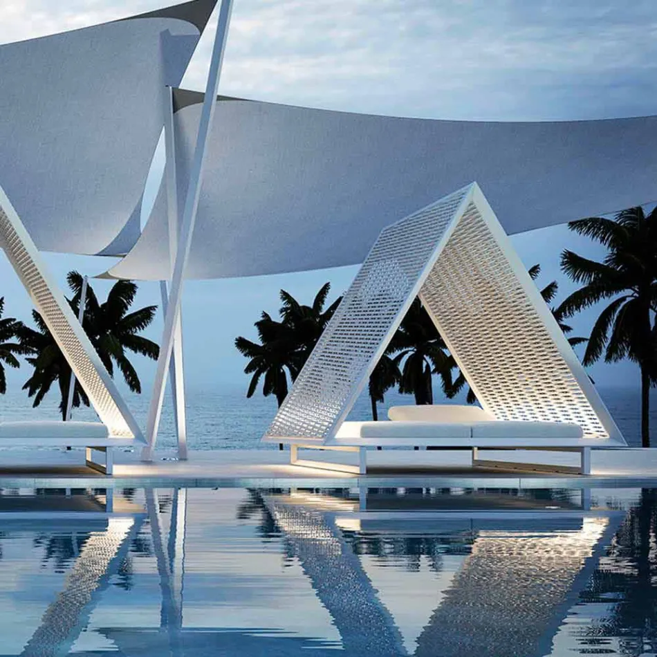 Luxusní zahradní lehátko z hliníku a textilu - rámová vinice od společnosti Vondom Viadurini