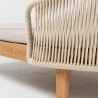 Zahradní denní postel z teakového dřeva, hliníku, lana a polštářů - Jacub Viadurini