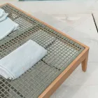 Zahradní denní postel z teakového dřeva, hliníku, lana a polštářů - Jacub Viadurini