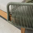 Zahradní denní postel z teakového dřeva, hliníku, lana a polštářů - Jacub Viadurini