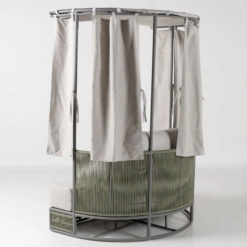 Teak, hliník, ROPE+ lanová zahradní lehátka s polštáři - Arcangelo Viadurini