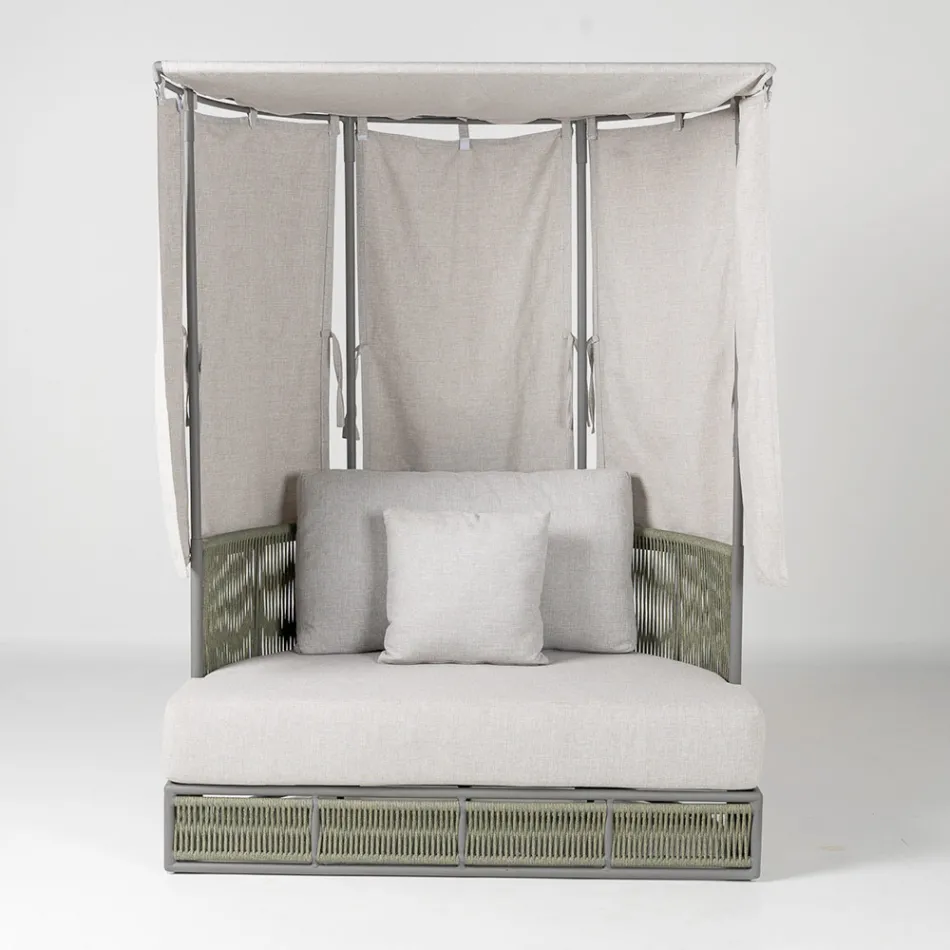 Teak, hliník, ROPE+ lanová zahradní lehátka s polštáři - Arcangelo Viadurini