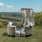 Teak, hliník, ROPE+ lanová zahradní lehátka s polštáři - Arcangelo Viadurini